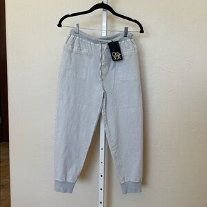 NWT Chaser small light blue cropped Jogger Pants with pockets and drawstring